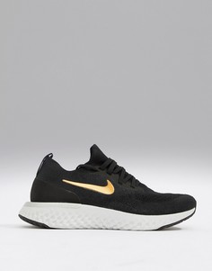 Черные кроссовки с золотистым логотипом Nike Running Epic React - Черный