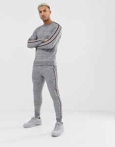 Серый спортивный костюм с полосой по бокам ASOS DESIGN - Темно-синий