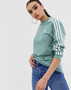 Лонгслив с тремя полосками adidas Originals adicolor - Зеленый