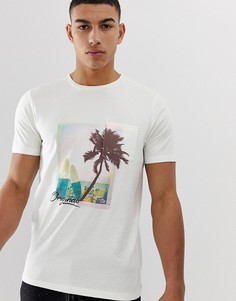 Футболка с выбеленным принтом пляжа Jack & Jones Originals - Белый