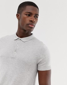 Серое трикотажное поло с короткими рукавами Jack & Jones - Серый