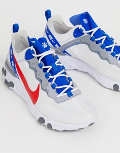 Белые кроссовки с синими вставками Nike React Element 55 - Белый