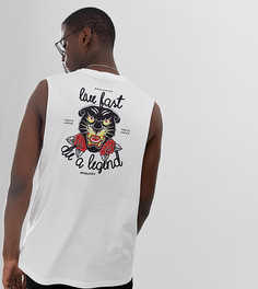 Футболка без рукавов с заниженной проймой и принтом леопарда ASOS DESIGN Tall - Белый