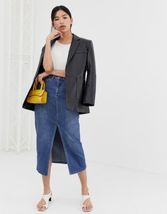 Юбка миди из органического хлопка с разрезом Northmore Denim - Синий