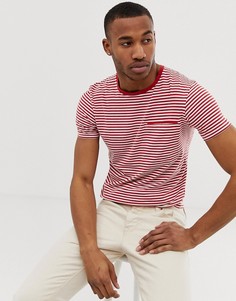 Футболка в полоску из органического хлопка с карманом Selected Homme - Красный