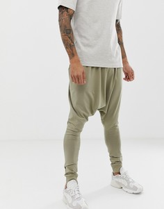 Легкие трикотажные джоггеры цвета хаки с заниженным шаговым швом ASOS DESIGN - Зеленый