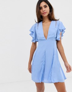Платье мини с кружевными вставками ASOS DESIGN - Синий