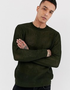 Вязаный джемпер цвета хаки ASOS DESIGN - Зеленый