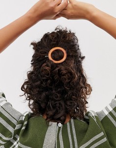 Заколка для волос с деревянным кольцом ASOS DESIGN - Коричневый
