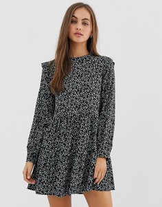 Черное платье мини с оборками Pull&Bear - Оранжевый