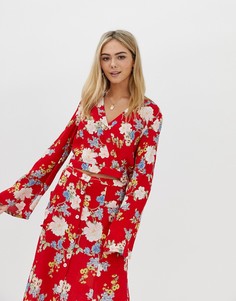 Блузка с цветочным принтом и завязкой Miss Selfridge - Красный