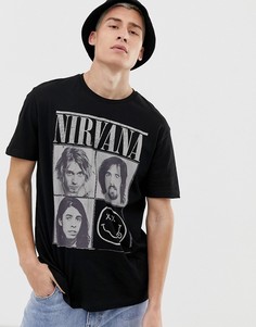 Свободная футболка с принтом Nirvana ASOS DESIGN - Черный