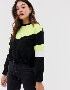 Свитшот с неоновой вставкой и нижним краем на шнурке ASOS DESIGN - Черный