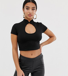Топ с открытой спиной и воротником-стойкой ASOS DESIGN Petite - Черный