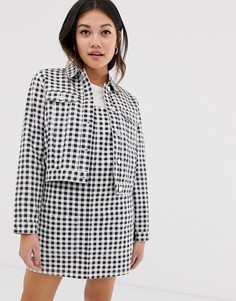 Укороченная куртка в клеточку Miss Selfridge - Черный