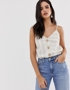 Топ на пуговицах в полоску River Island - Коричневый