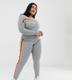 Серые джоггеры с разноцветной полосой River Island Plus - Серый