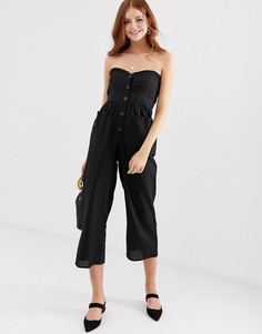 Комбинезон-бандо с пуговицами и карманами ASOS DESIGN - Черный
