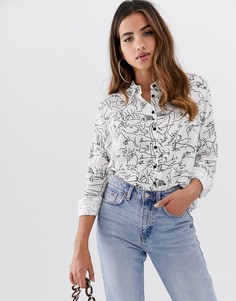 Укороченная рубашка с длинными рукавами и динозаврами ASOS DESIGN - Мульти