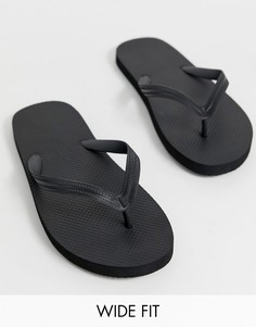 Черные шлепанцы ASOS DESIGN Wide Fit - Черный