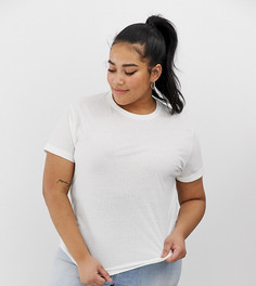 Белая льняная футболка с отворотами на рукавах ASOS DESIGN Curve - Белый