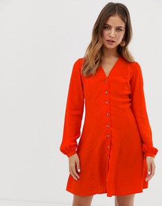 Красное чайное платье на пуговицах New Look - Фиолетовый