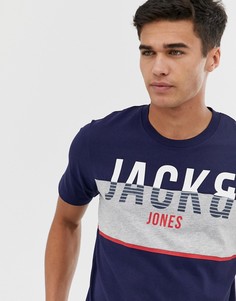 Футболка в стиле колор блок с логотипом Jack & Jones Core - Синий