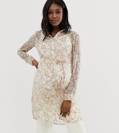 Полупрозрачная рубашка с длинными рукавами и принтом цепочек Mamalicious - Мульти Mama.Licious