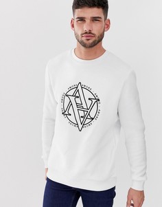 Белый свитшот с круглым вырезом и принтом River Island - Белый