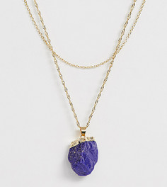 Золотистое ярусное ожерелье с синим камнем Monki - Золотой