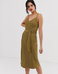 Платье-комбинация цвета хаки с ремнем River Island - Зеленый