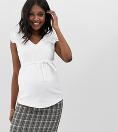 Топ для беременных с оборками на плечах Mamalicious - Белый Mama.Licious