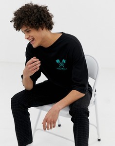 Свободная длинная футболка из органического хлопка с принтом пальмы ASOS DESIGN - Черный