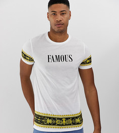 Футболка с надписью и принтом в стиле барокко ASOS DESIGN Tall - Белый