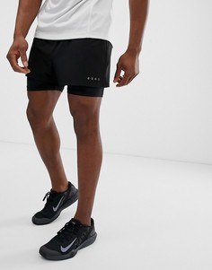 Черные спортивные шорты 2 в 1 из быстросохнущей ткани ASOS 4505 - Черный
