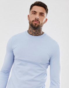 Голубой обтягивающий длинный свитшот ASOS DESIGN - Синий