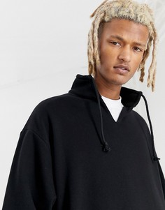 Черный oversize-свитшот с V-образным вырезом ASOS DESIGN - Черный