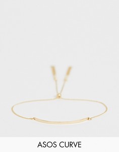 Золотистый браслет с цепочкой и металлической пластиной ASOS DESIGN Curve - Золотой