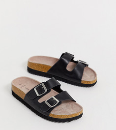 Черные сандалии для широкой стопы с пряжками New Look - Черный