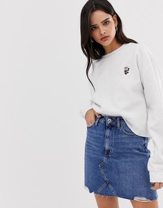Белый свитшот с вышивкой в виде розы River Island - Белый