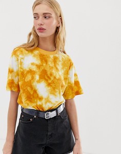 Oversize-футболка с круглым вырезом и желтым принтом тай-дай Monki - Мульти