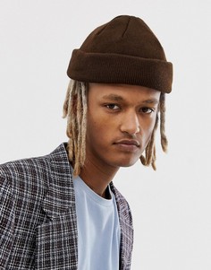 Коричневая шапка-бини ASOS DESIGN - Коричневый