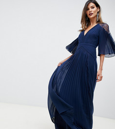 Плиссированное платье макси с рукавами клеш и кружевными вставками ASOS DESIGN - Темно-синий