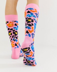 Носки с леопардовым узором Happy Socks - Розовый