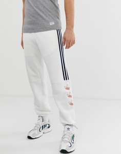 Белые джоггеры в полоску с логотипом-трилистником adidas Originals DV3148 - Белый