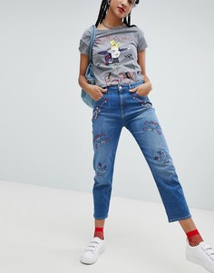 Джинсы бойфренда с принтом Love Moschino Guitar - Синий