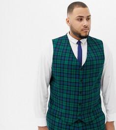 Жилет скинни в клетку тартан ASOS DESIGN Plus - Зеленый