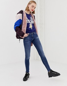Джинсы скинни с логотипом и блестками Love Moschino - Синий