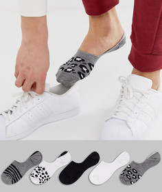 Набор из 5 пар невидимых носков с анималистичным дизайном ASOS DESIGN - Мульти