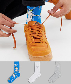 Набор из 3 пар носков с принтом кошек и собак ASOS DESIGN - Мульти